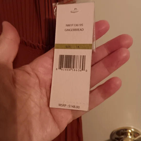 Nanette‎ Lepore Pumpkin Spice Pleated Chiffon Dress Sleeveless Smocked Waisted - Picture 8 of 12